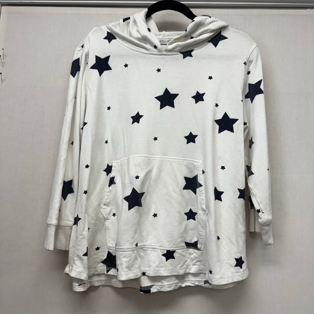 Women's Keren Hart White & Black Star Print Hoodie Size L